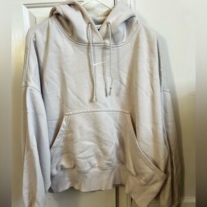 NIKE Oversized Light Beige Hoodie Sweatshirt with Kangaroo Pocket